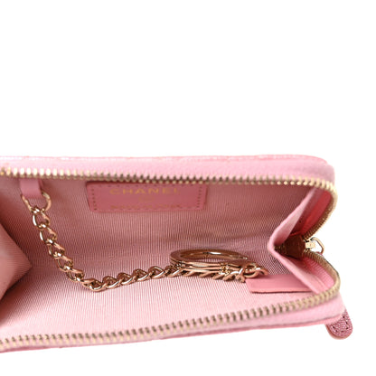 Chanel Iridescent Caviar Quilted Zipped Key Holder Case Rose Pink 5 of 9