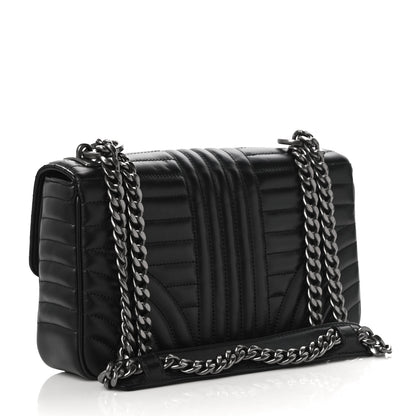 Prada Soft Calfskin Impunture Diagramme Medium Chain Flap Shoulder Bag Black 3 of 9