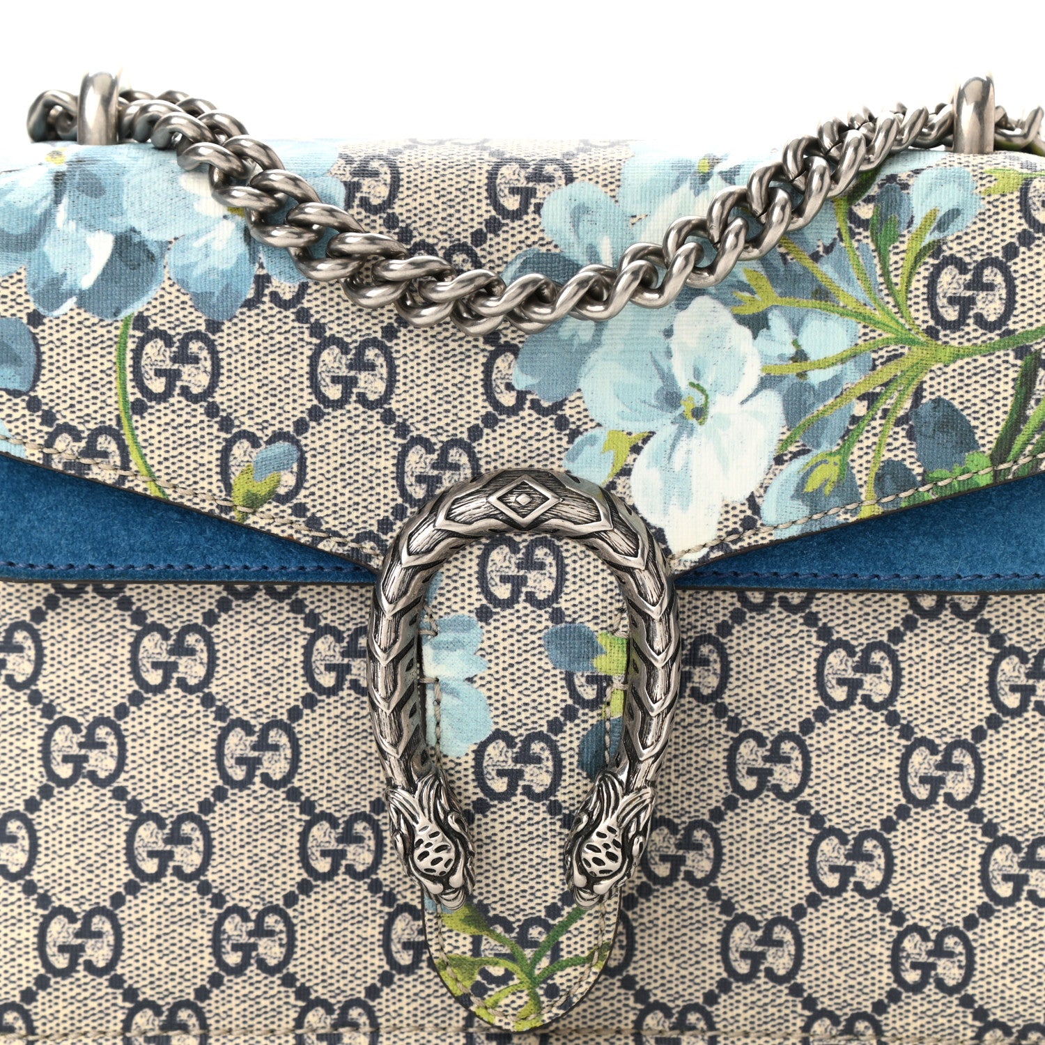 Gucci GG Supreme Monogram Blooms Mini Dionysus Shoulder Bag Beige Navy Vintage Blue 8 of 10