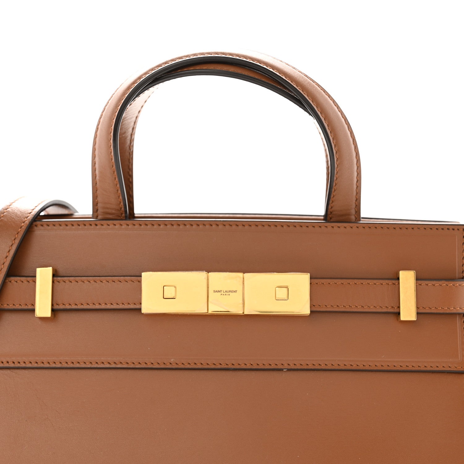 Saint Laurent Smooth Calfskin Manhattan Nano Shopper Tote Cognac 8 of 15