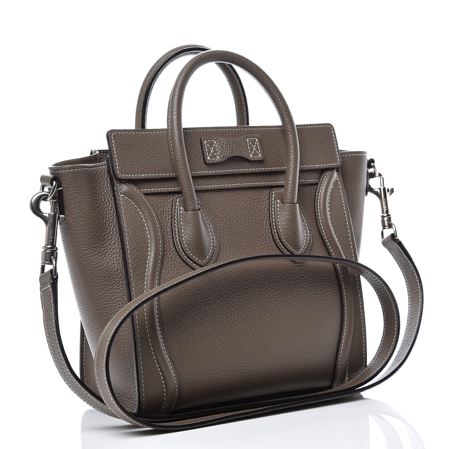 Celine Drummed Calfskin Nano Luggage Souris 3 of 9