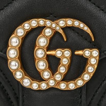 Gucci Calfskin Matelasse Pearly GG Marmont Chain Belt Bag Black 11 of 12