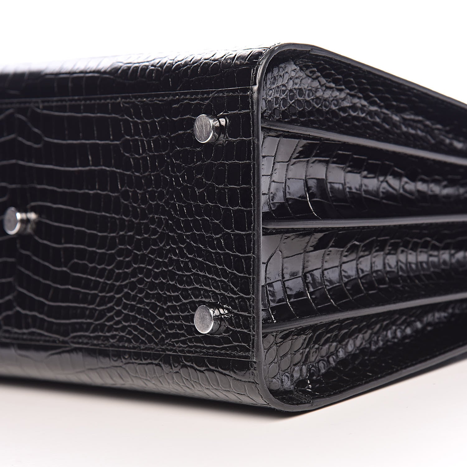 Saint Laurent Calfskin Crocodile Embossed Small Sac de Jour Black 14 of 15