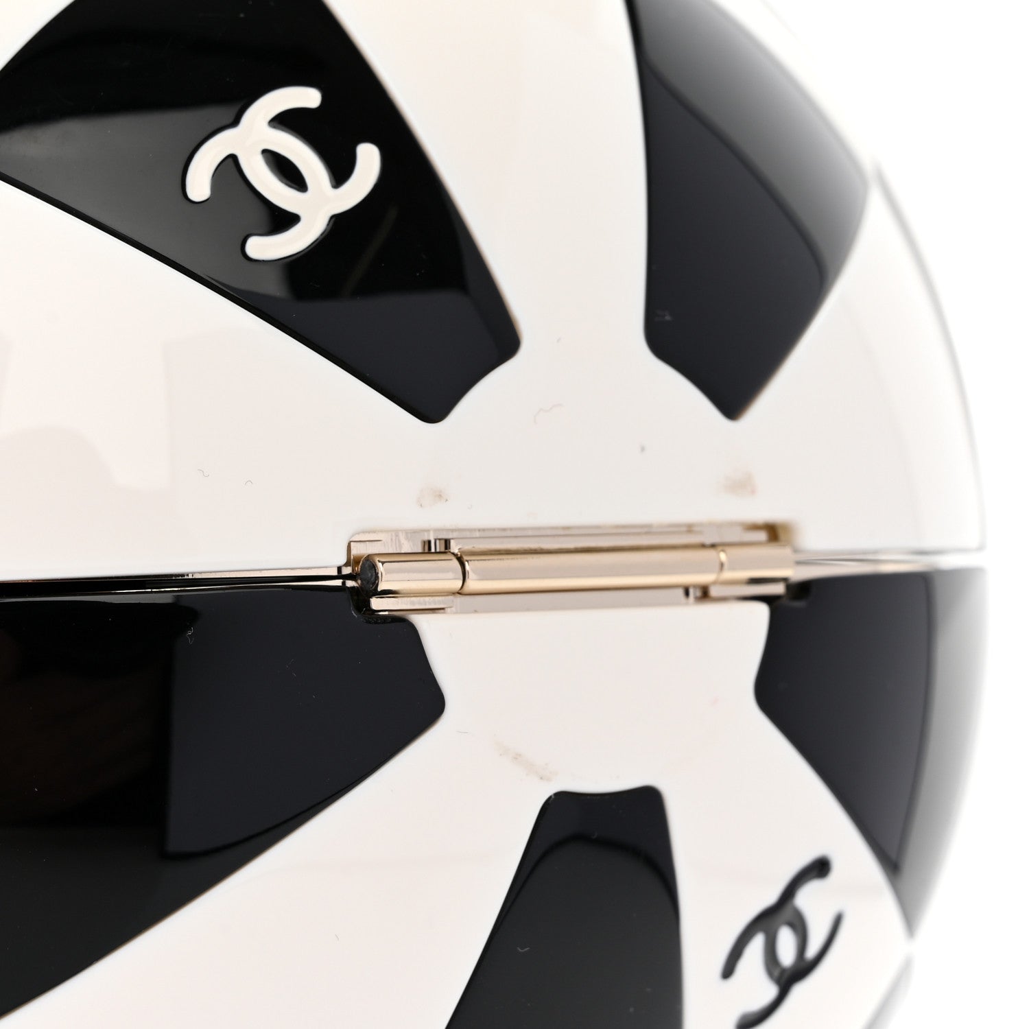 Chanel Resin Enamel CC Round Minaudiere Clutch Black White 8 of 8