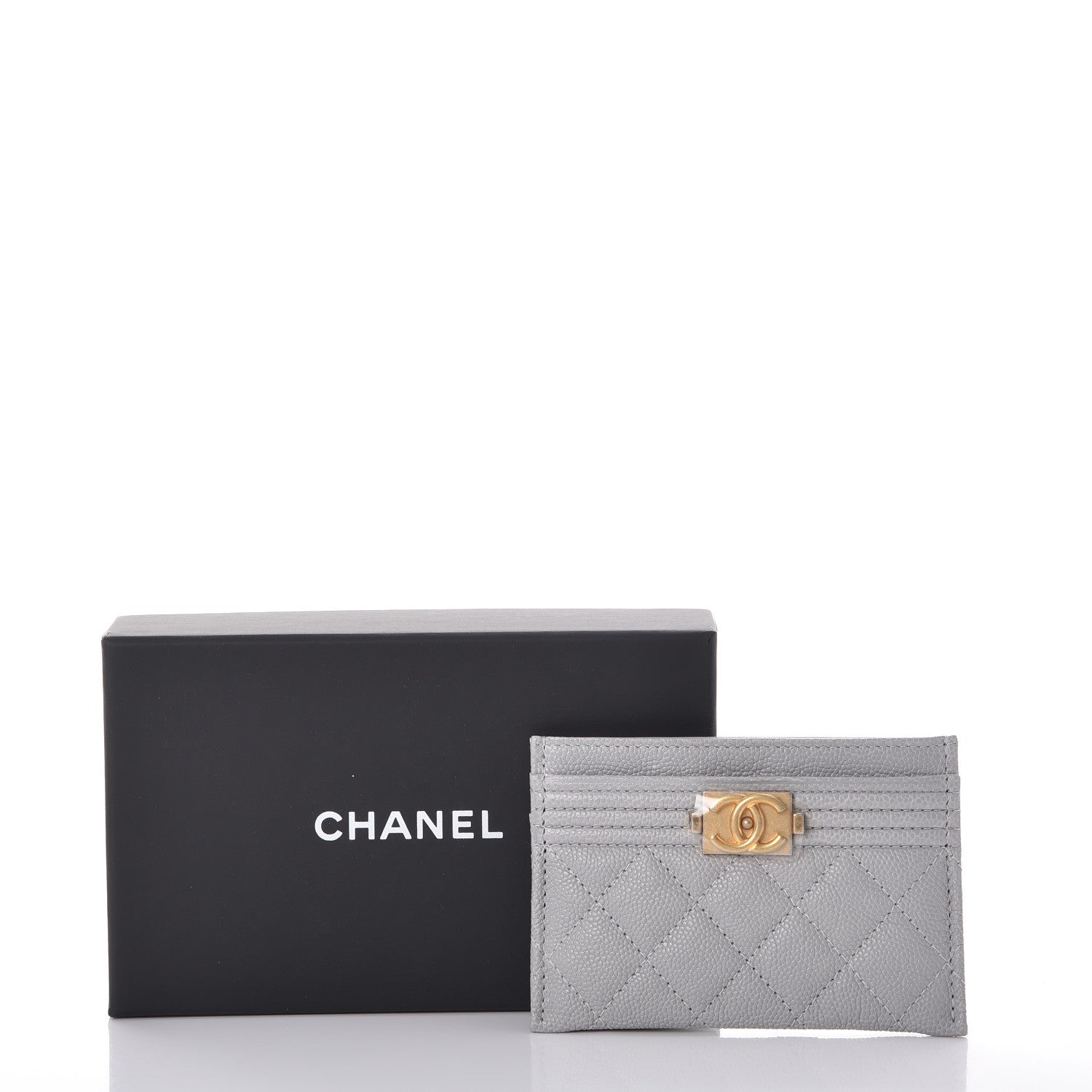 Chanel Caviar Quilted Boy Card Holder Grey 9 of 9