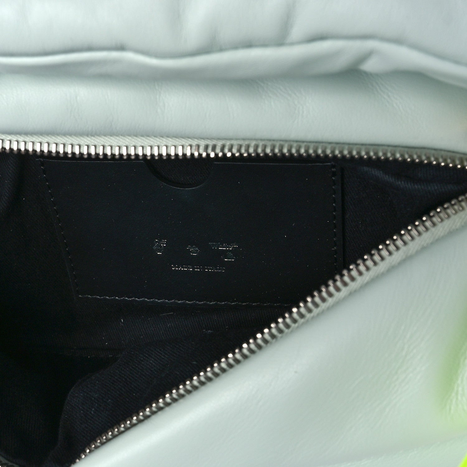 Off-White Calfskin Puffy Pump Pouch Crossbody Bag Green 6 of 9