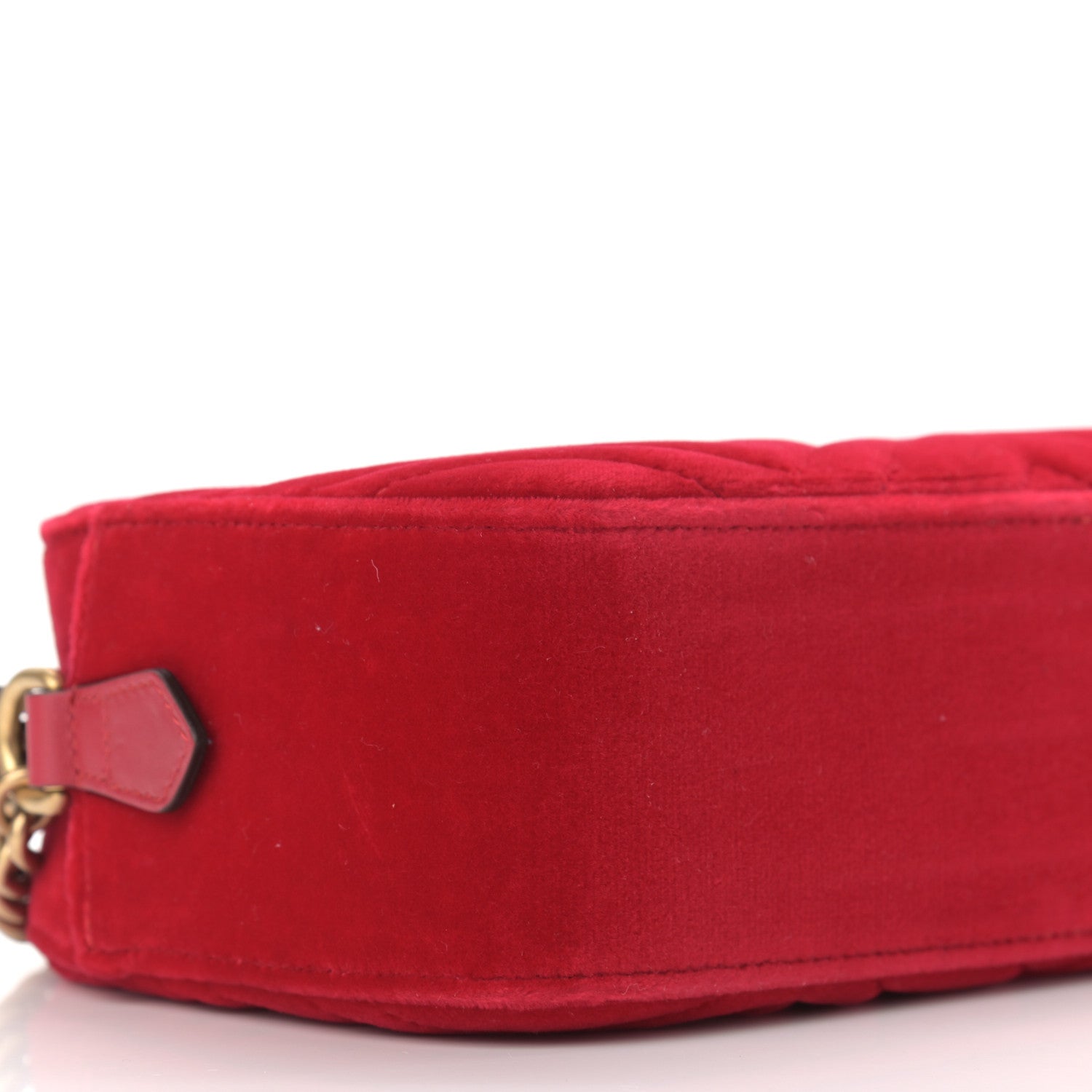 Gucci Velvet Matelasse Small GG Marmont Chain Shoulder Bag Hibiscus Red 9 of 10