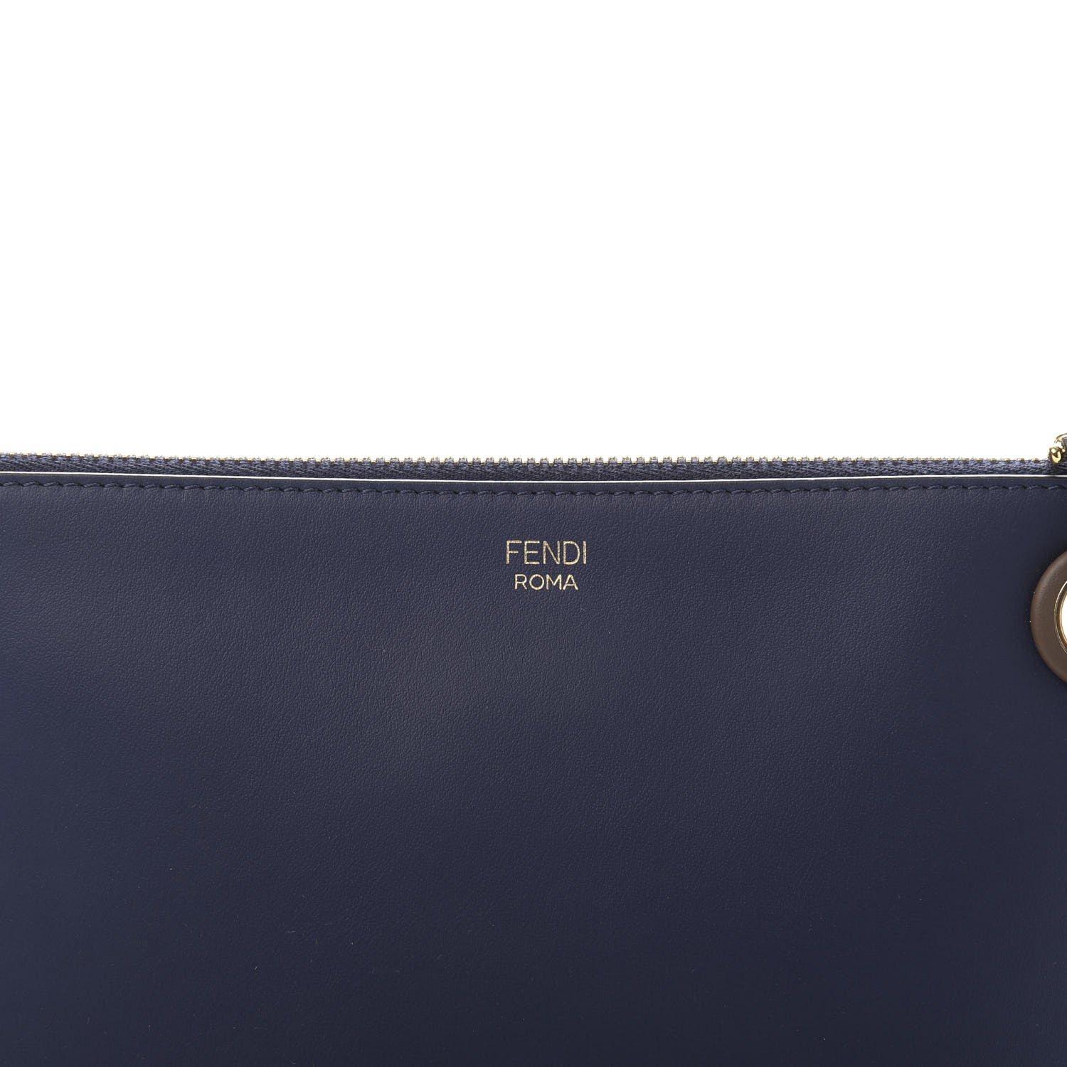 Fendi X FILA Vitello Century Mania Bi-Color FF 1974 Embossed Small Flat Clutch Nebula Blueberry Multicolor 8 of 11
