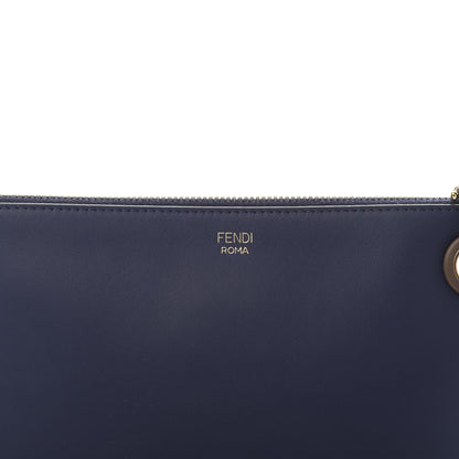 Fendi X FILA Vitello Century Mania Bi-Color FF 1974 Embossed Small Flat Clutch Nebula Blueberry Multicolor 8 of 11