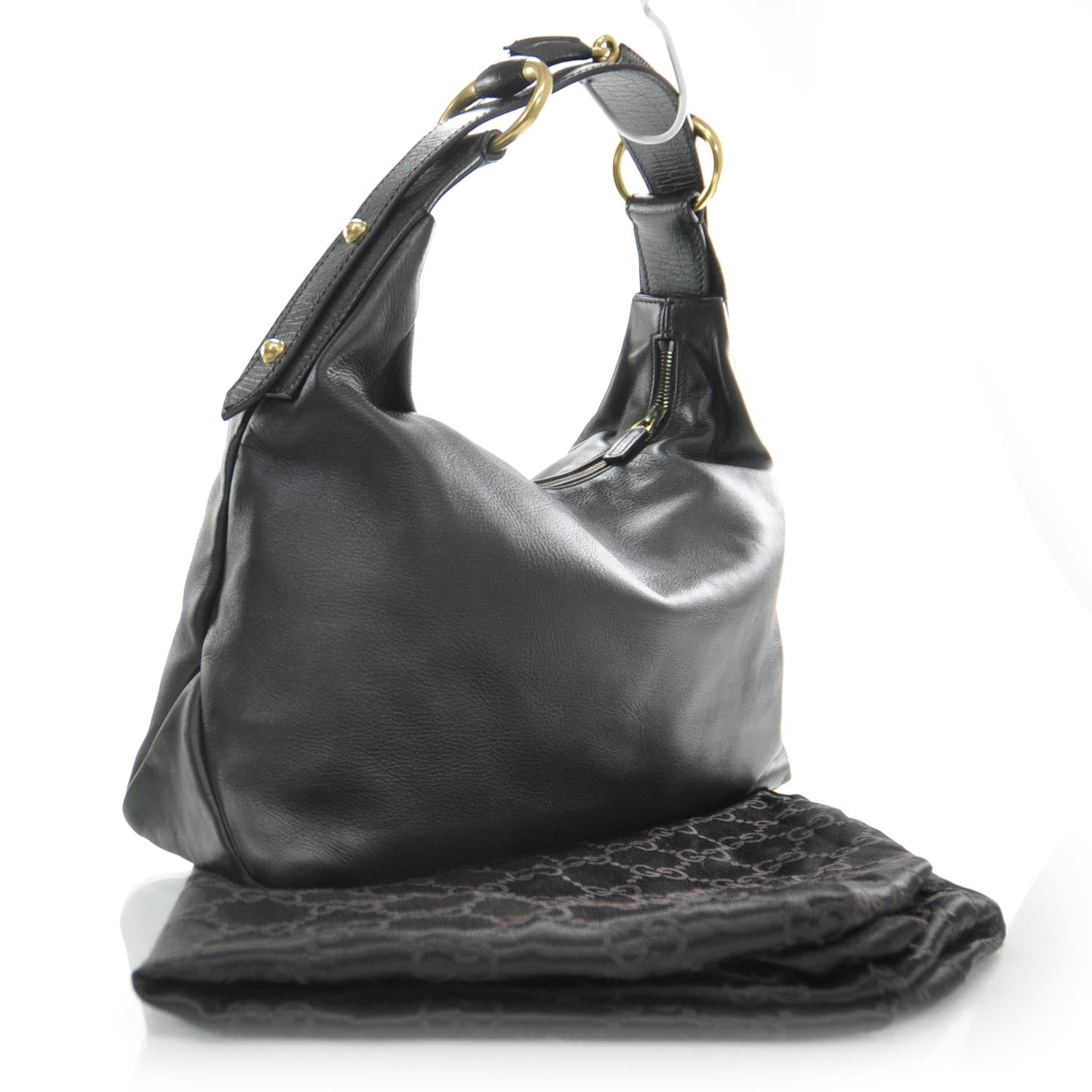 Gucci Leather Medium Horsebit Chain Hobo Black 3 of 8