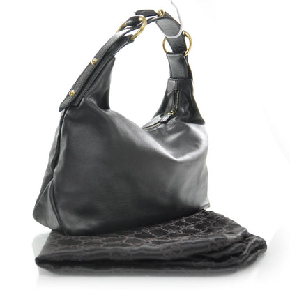 Gucci Leather Medium Horsebit Chain Hobo Black 3 of 8