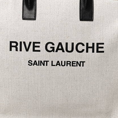 Saint Laurent Linen Calfskin Rive Gauche North South Tote Optic White 10 of 10