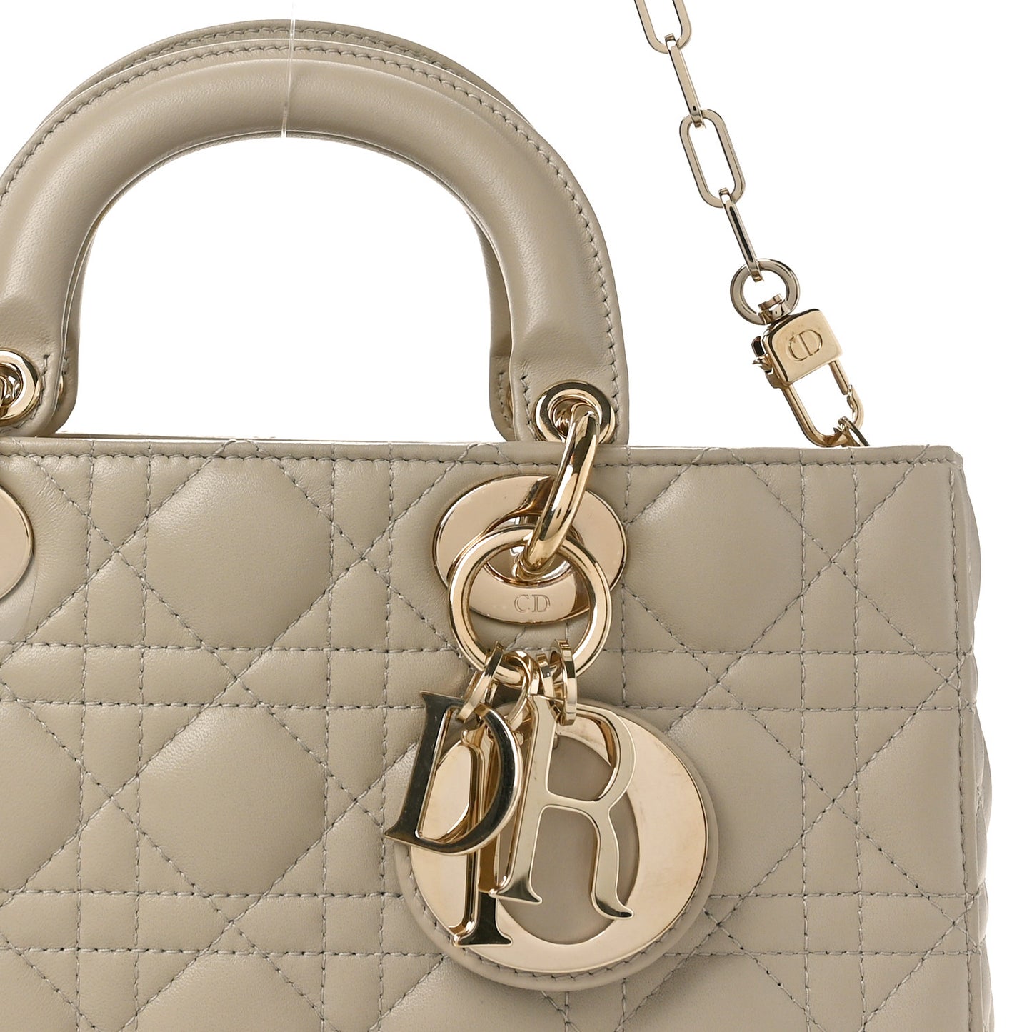 Lambskin Cannage Medium Lady D-Joy Warm Taupe