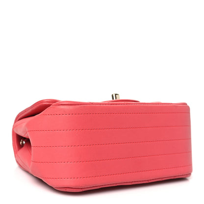 Chanel Lambskin Chevron Quilted Mini Square Flap Pink 4 of 14