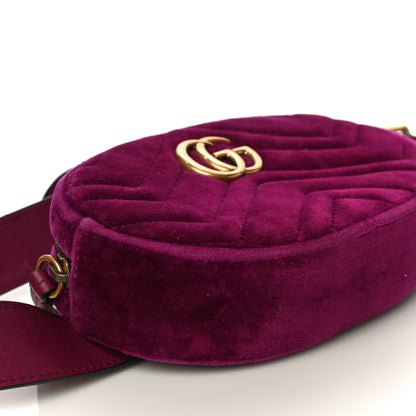 Gucci Velvet Matelasse GG Marmont Belt Bag 85 34 Fuchsia Violet Cyclamen 10 of 11