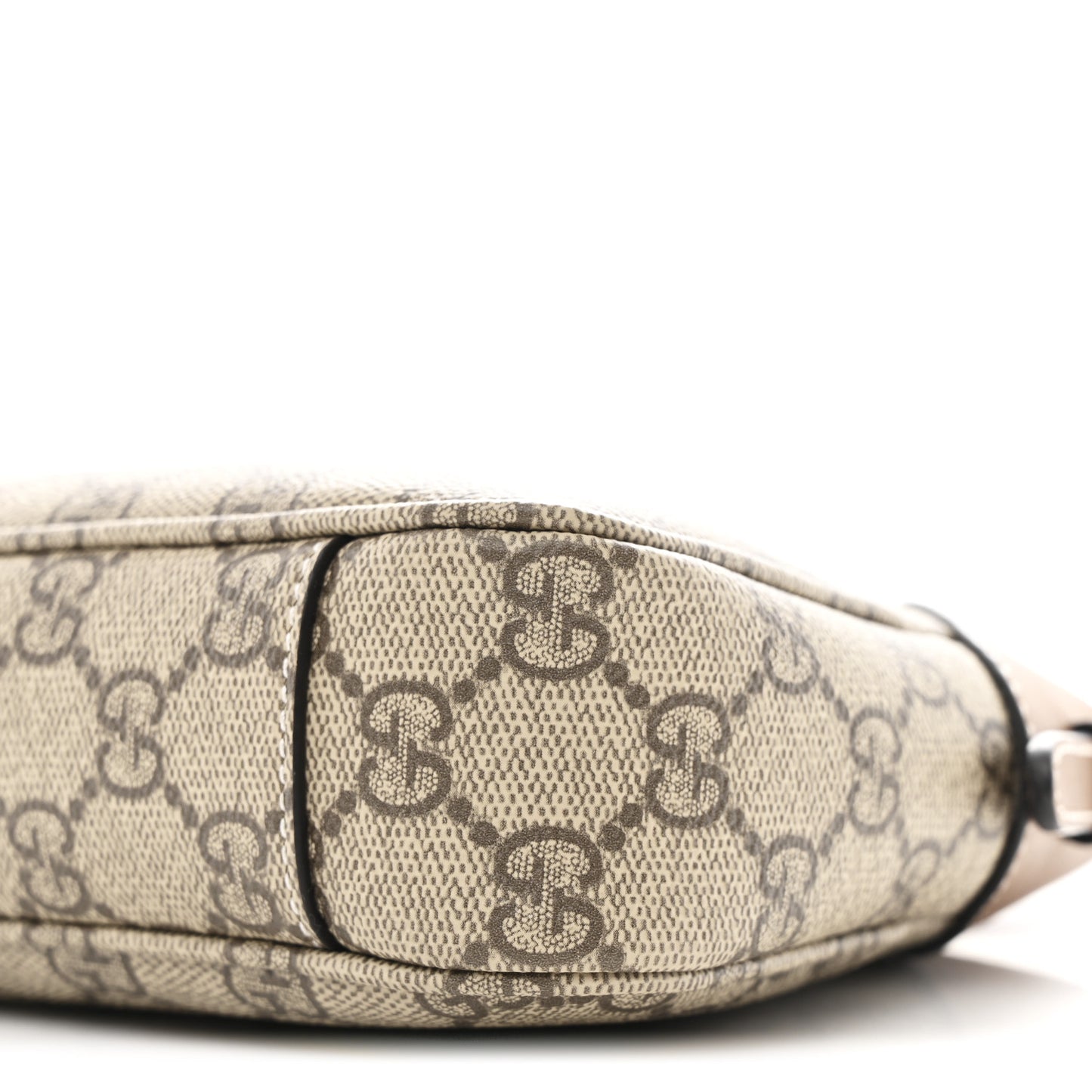 GG Supreme Monogram Textured Calfskin Small Emblem Shoulder Bag Beige Dark Brown