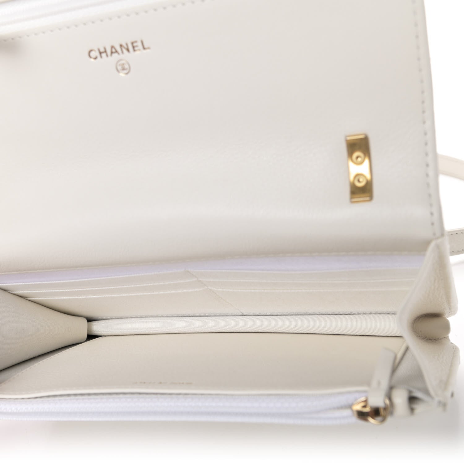 Chanel Calfskin Quilted Pearl CC Wallet On Chain WOC White 4 of 6