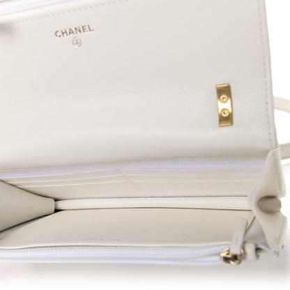 Chanel Calfskin Quilted Pearl CC Wallet On Chain WOC White 4 of 6