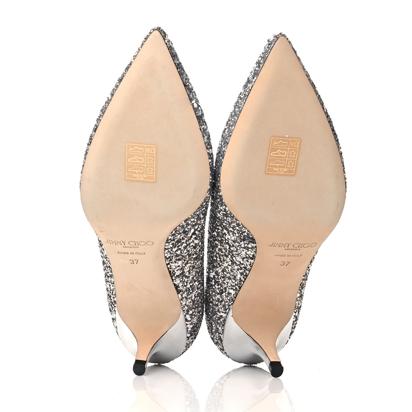 Coarse Glitter Fabric Pointy Toe Aza Pumps 37 Silver