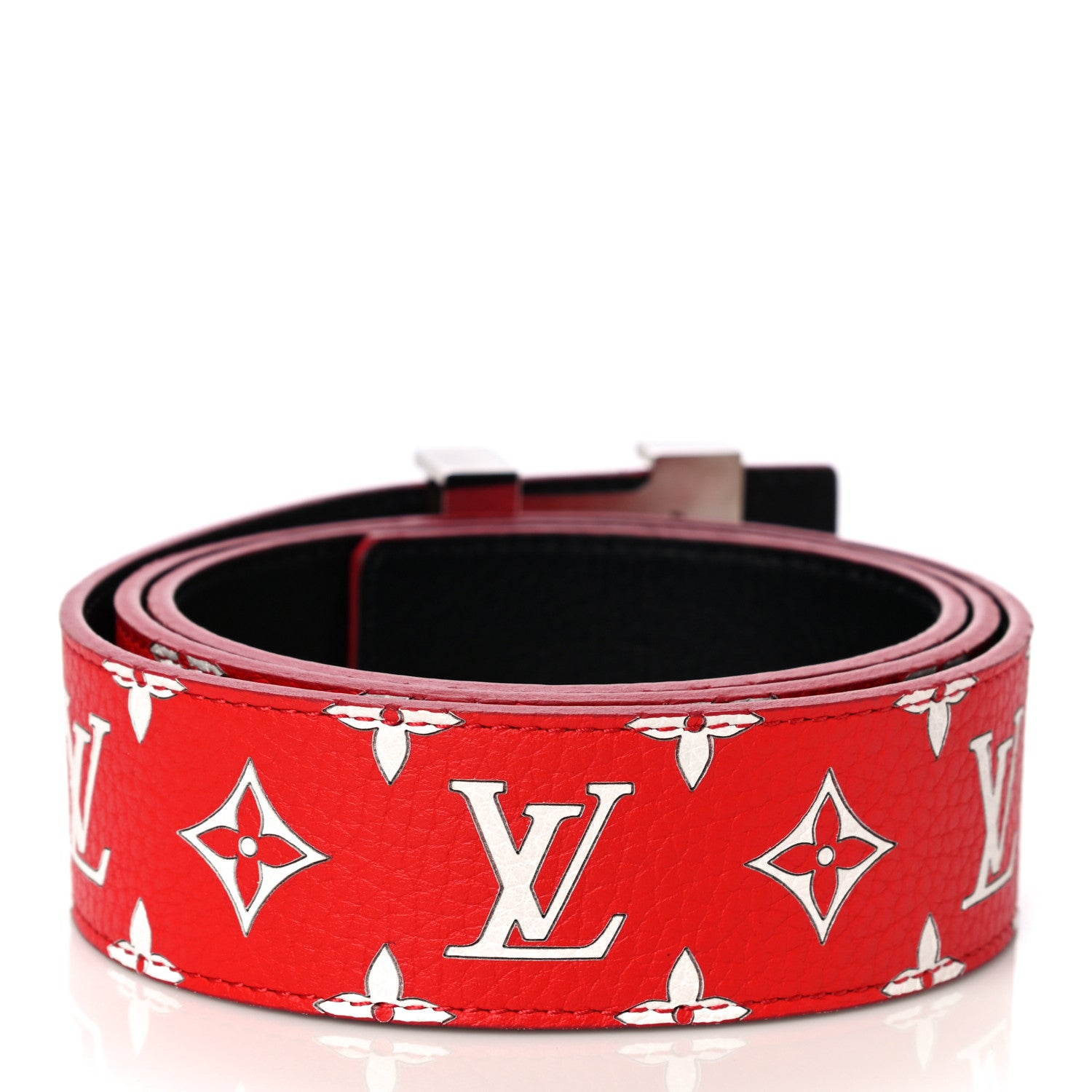 Louis Vuitton X SUPREME Monogram 40mm LV Initiales Belt 44 110 Red Red 2 of 9