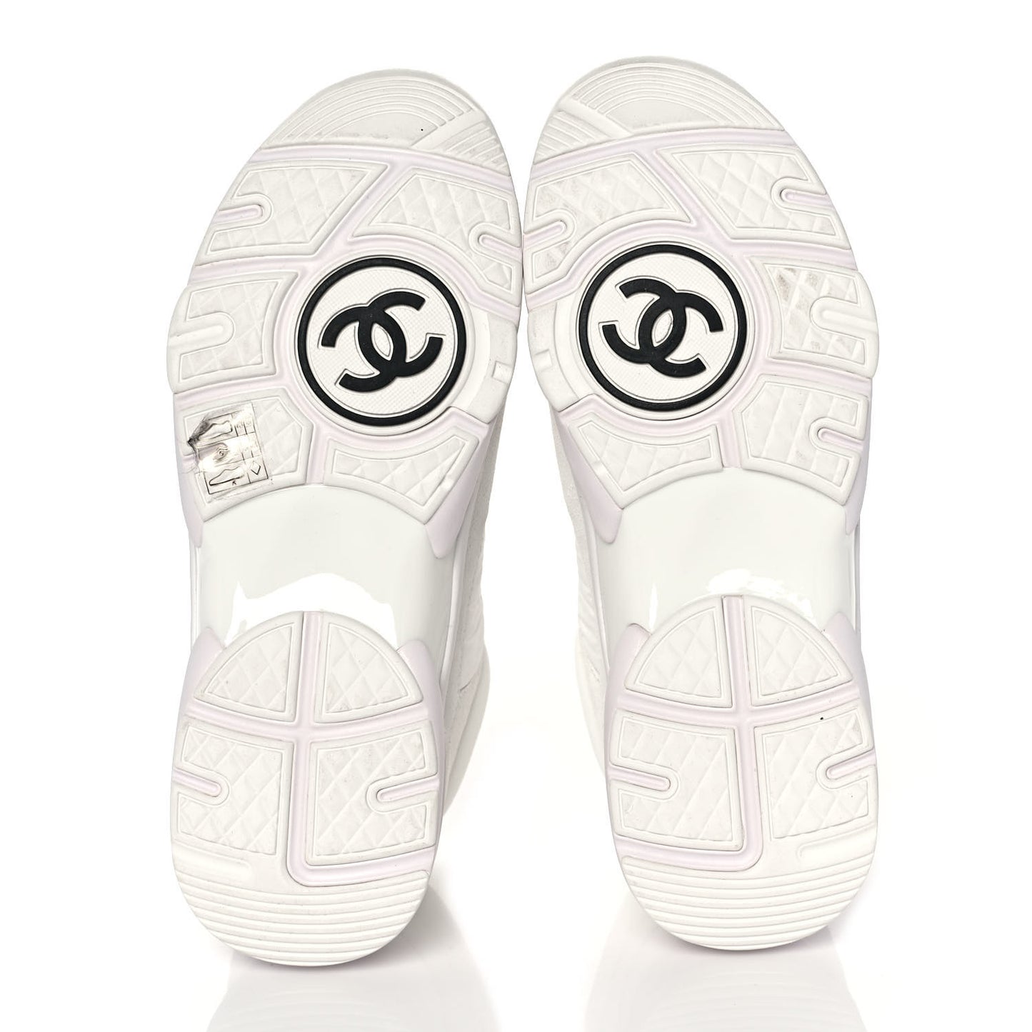 Suede Calfskin Fabric CC Sneakers 38 White