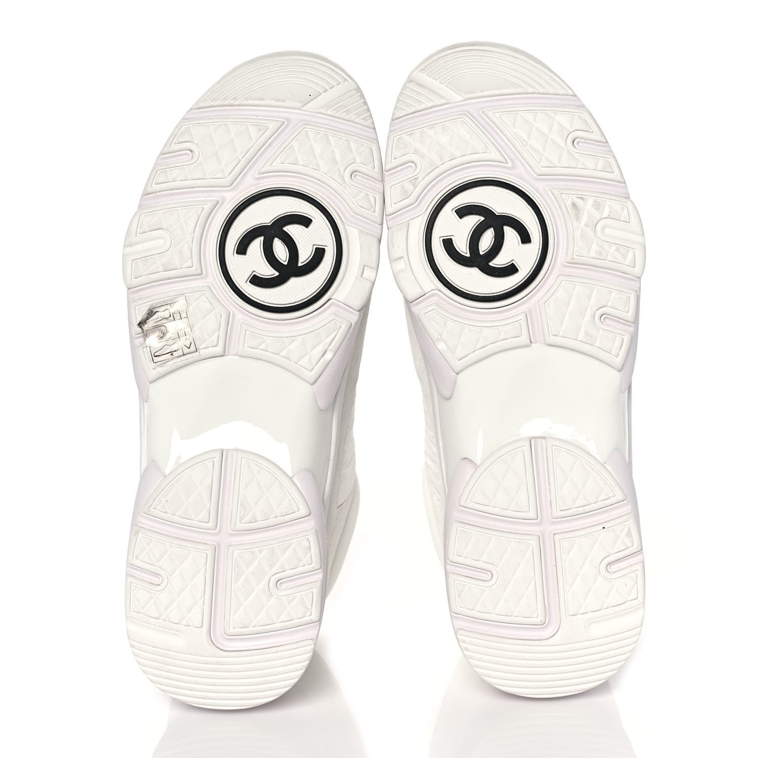 Chanel Suede Calfskin Fabric CC Sneakers 38 White 5 of 8