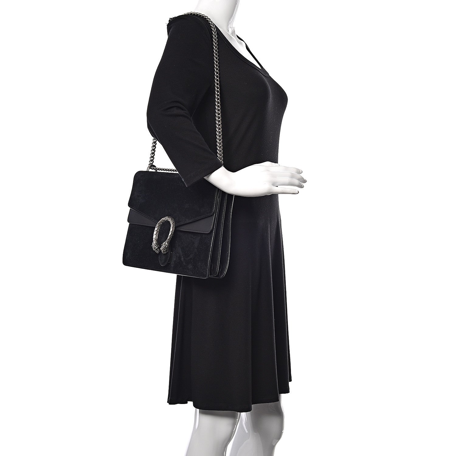 Gucci Suede Medium Dionysus Shoulder Bag Black 2 of 10