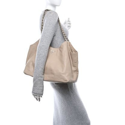 Prada Soft Calf Chain Tote Beige 2 of 10