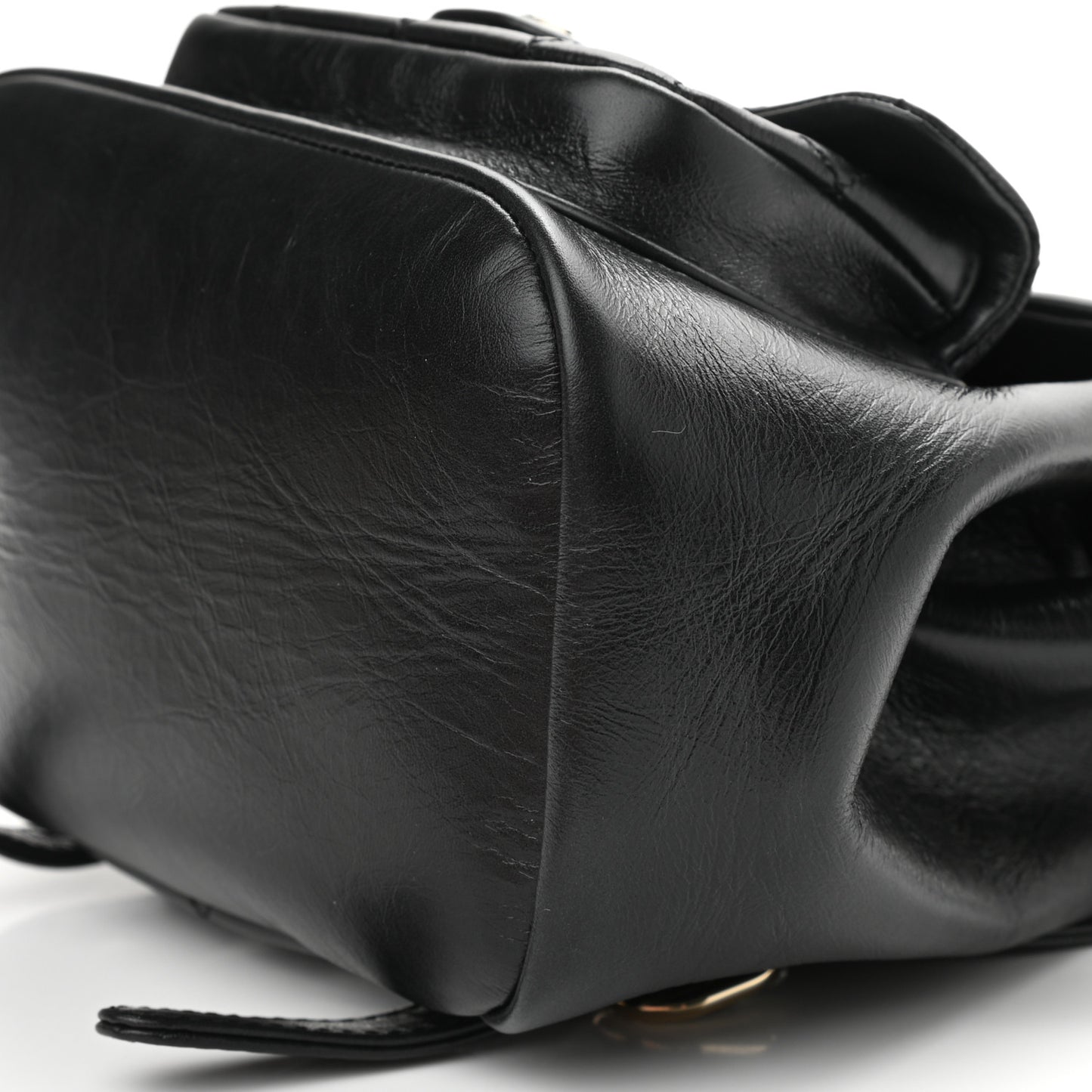 Glazed Aged Calfskin Quilted Small Duma Drawstring Backpack Black