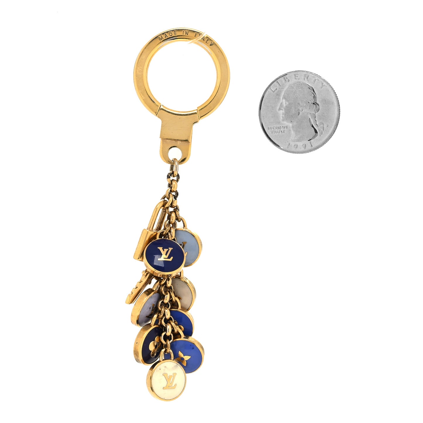 Metal Enamel Pastilles Key Ring Holder Blue