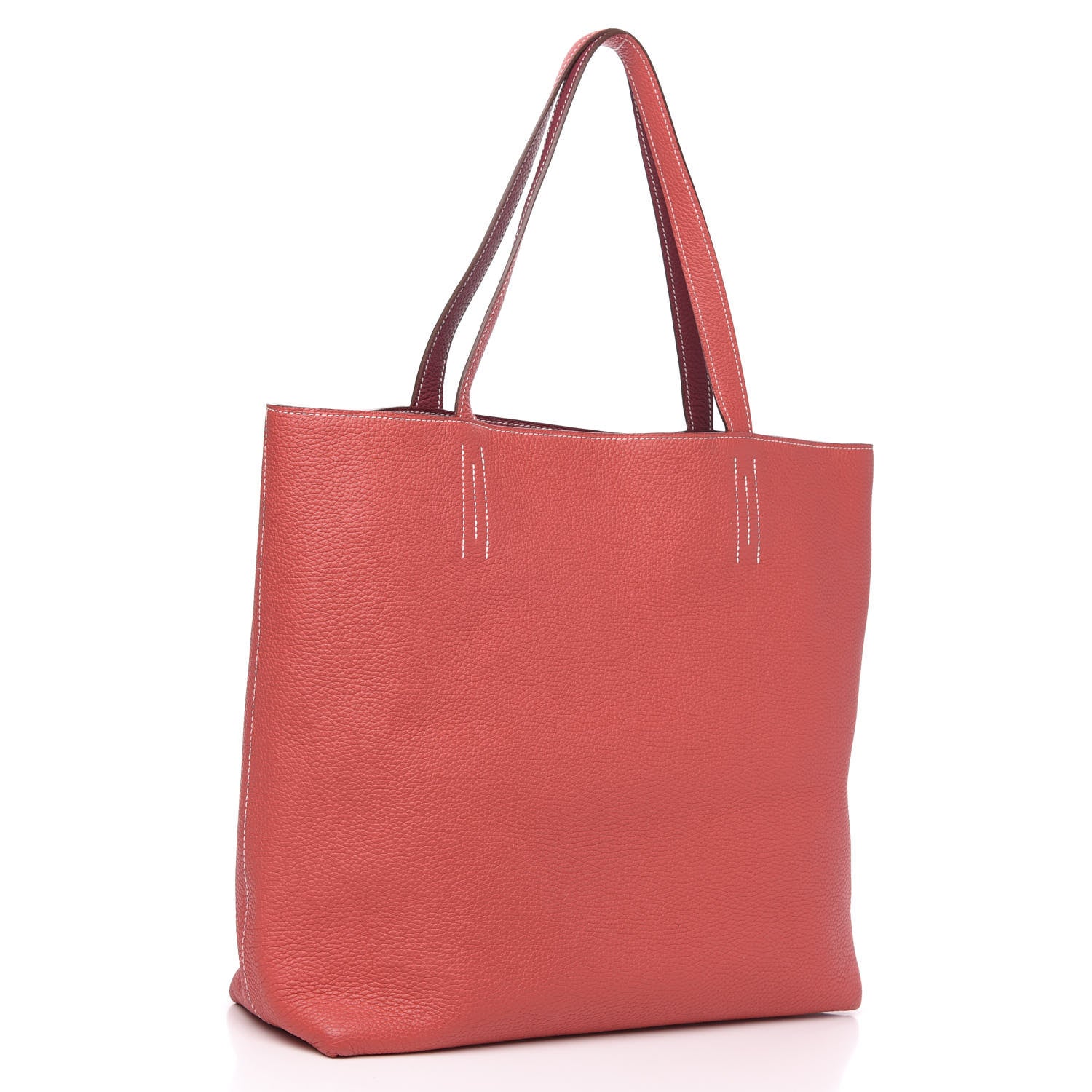 Hermes Taurillon Clemence Double Sens 45 Reversible Tote Rubis Bougainvillea 3 of 8