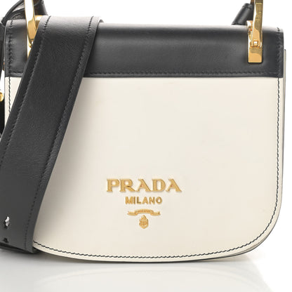 Prada City Calf Pionniere Saddle Bag Black White 9 of 9