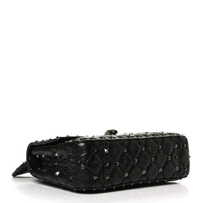 Valentino Garavani Craquele Nappa Small Rockstud Spike Shoulder Bag Black 3 of 10