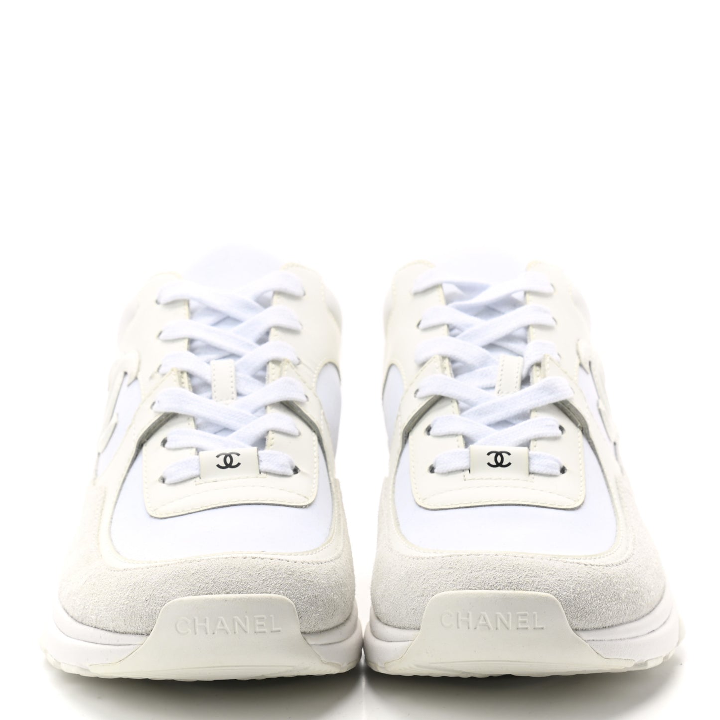 Suede Calfskin Fabric CC Sneakers 39.5 White