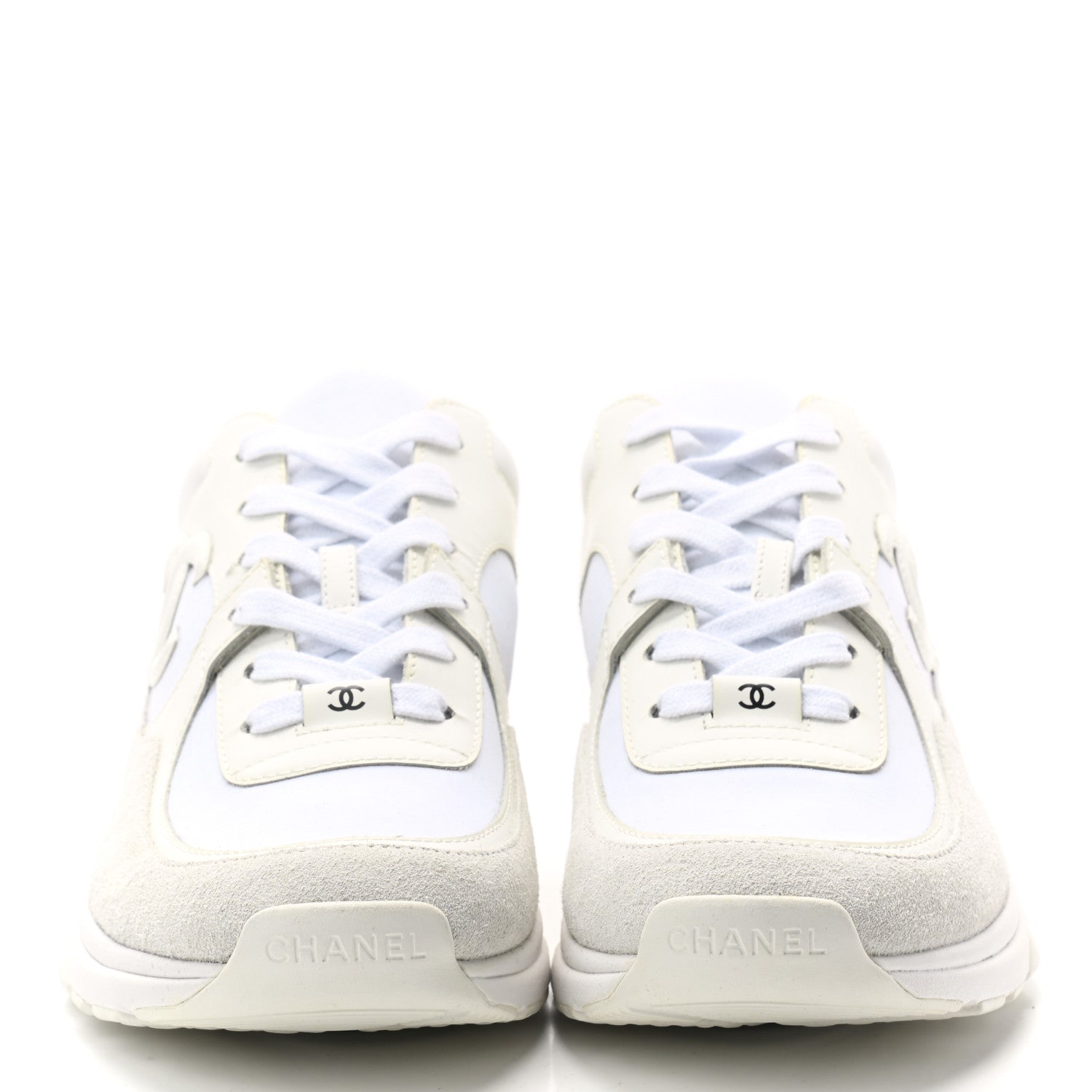 Chanel Suede Calfskin Fabric CC Sneakers 39.5 White 2 of 7