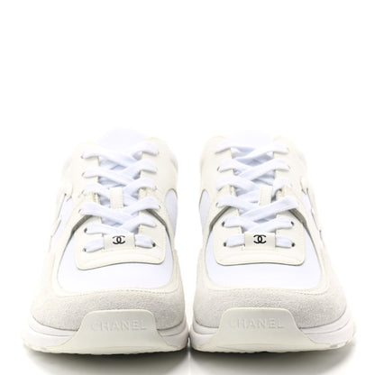 Chanel Suede Calfskin Fabric CC Sneakers 39.5 White 2 of 7