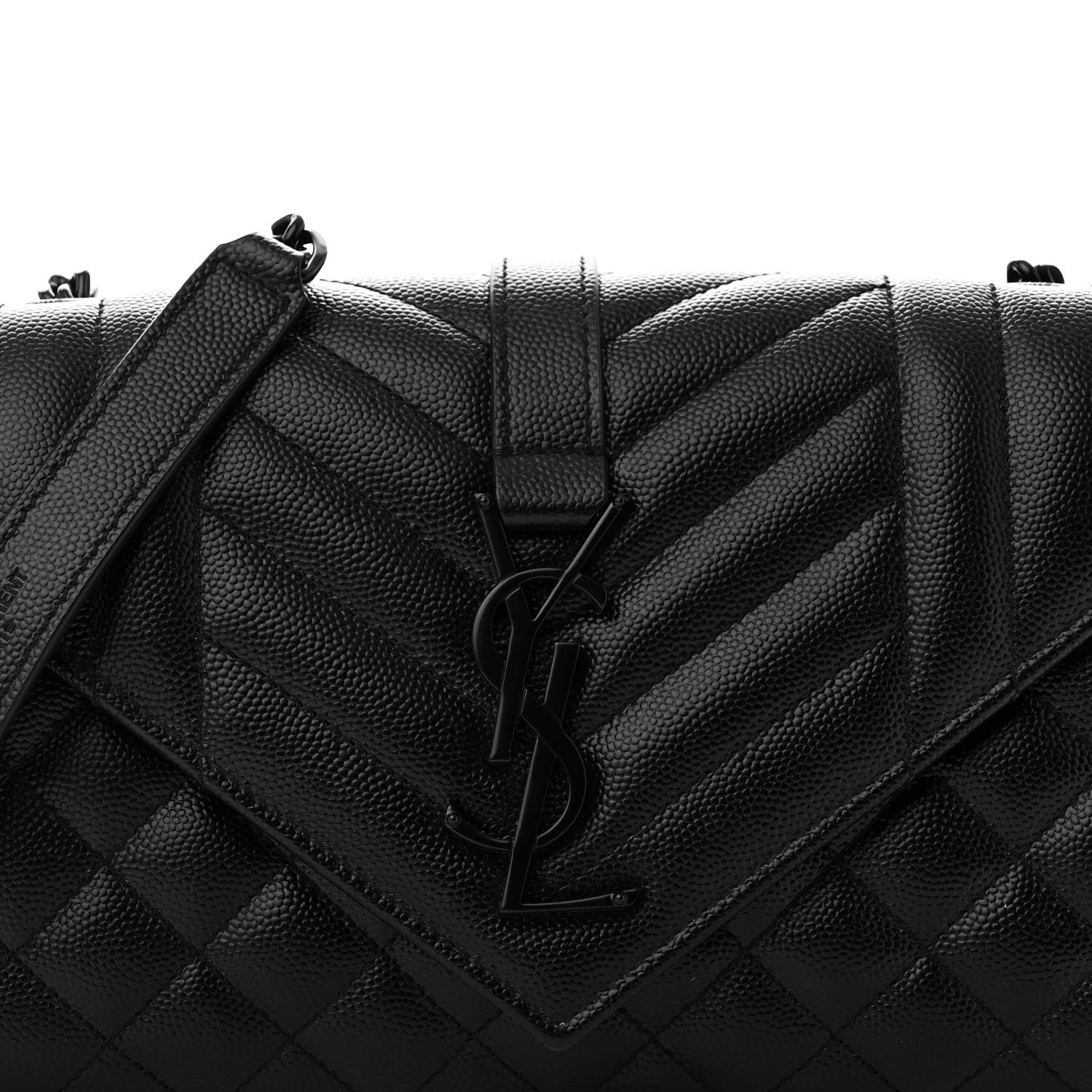 Saint Laurent Grain De Poudre Textured Mixed Matelasse Triquilt Small Monogram Monochrome Satchel Black 7 of 9