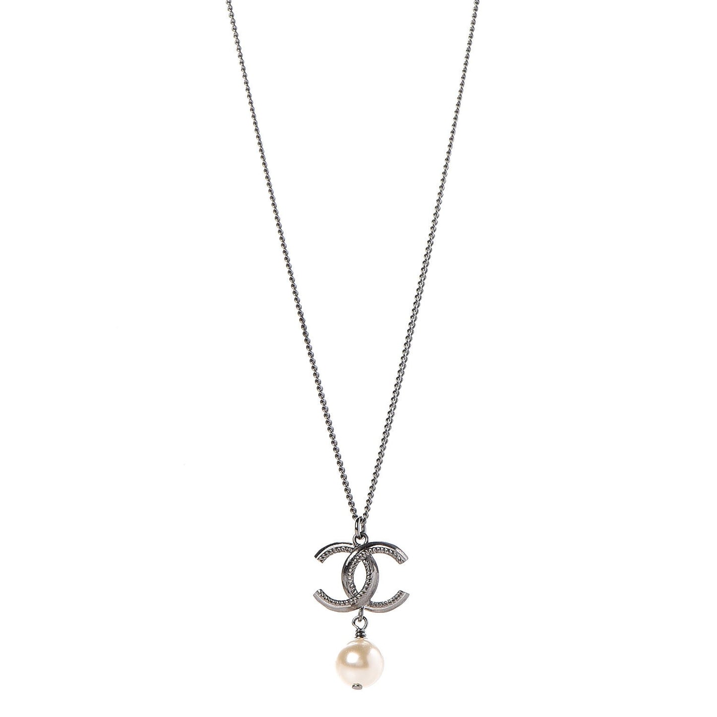 Ruthenium CC Pearl Drop Necklace