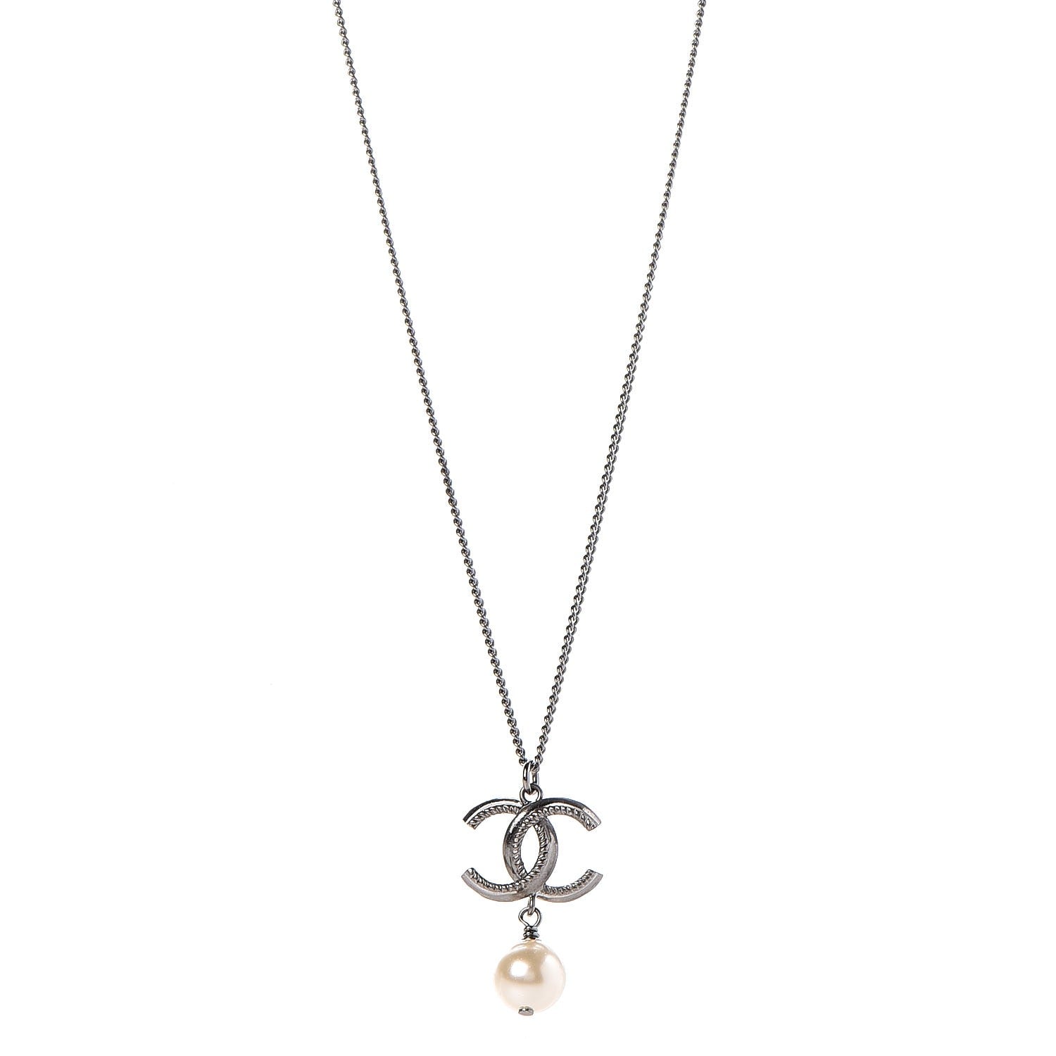 Chanel Ruthenium CC Pearl Drop Necklace 1 of 6