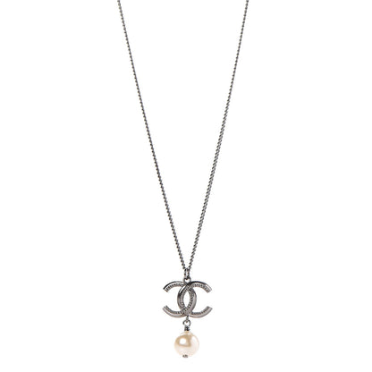 Chanel Ruthenium CC Pearl Drop Necklace 1 of 6