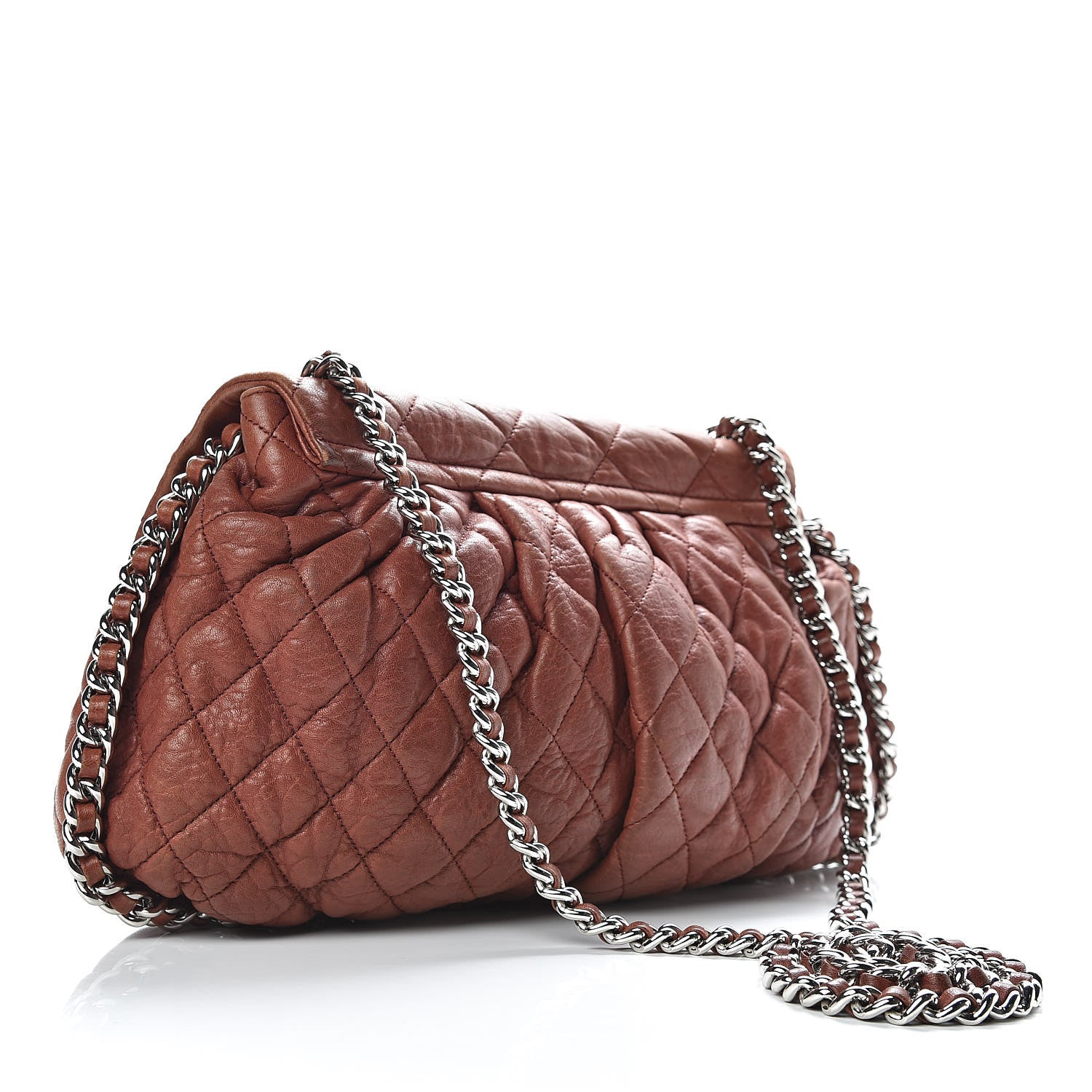 Chanel Washed Lambskin Chain Around Large Messenger Burgundy 3 of 10