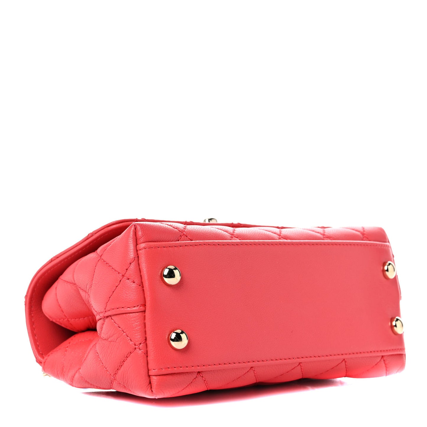 Goatskin Quilted Rainbow Extra Mini Coco Handle Flap Red