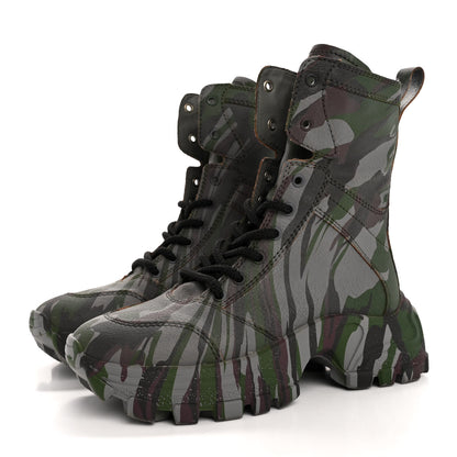 Miu Miu Crackled Calzature Camouflage Print Womens Combat Boots 37 4 of 13