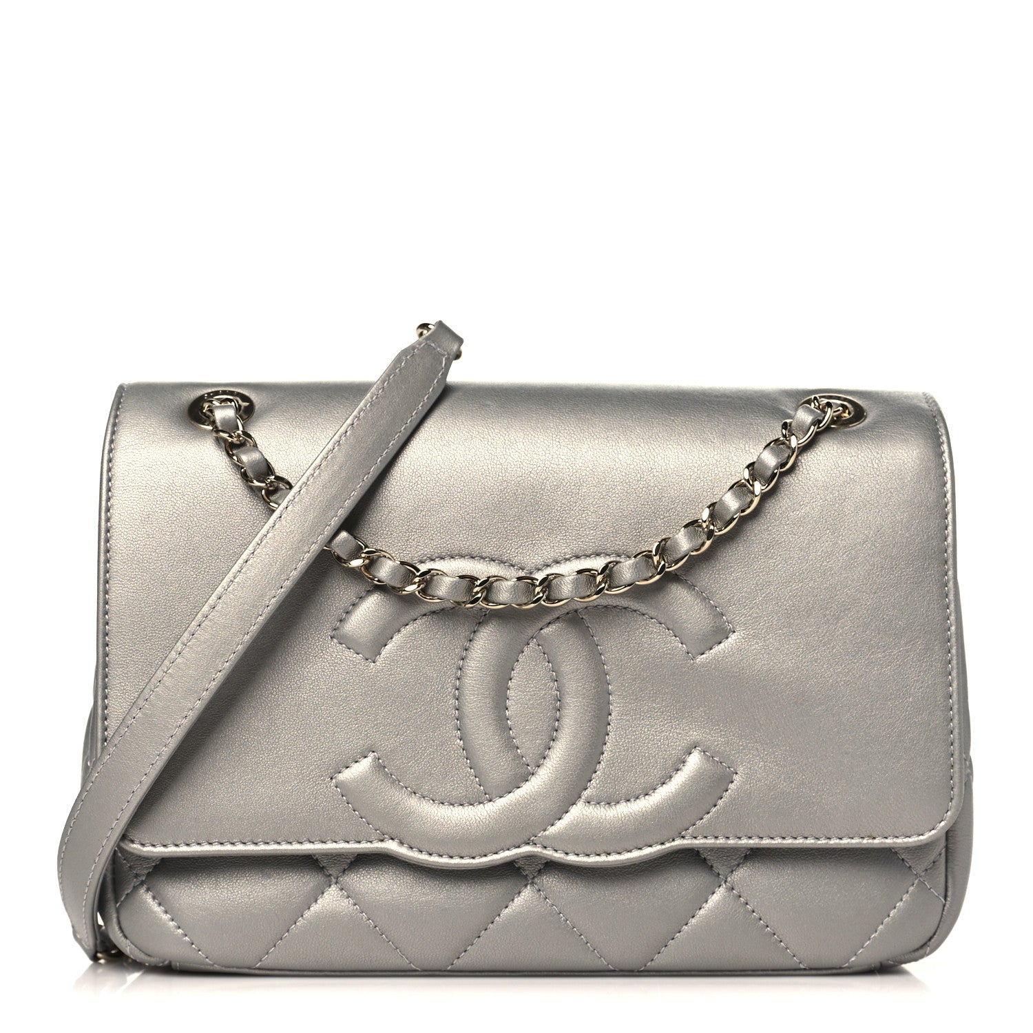 Chanel Metallic Lambskin Quilted Timeless CC Flap Silver 1 of 9
