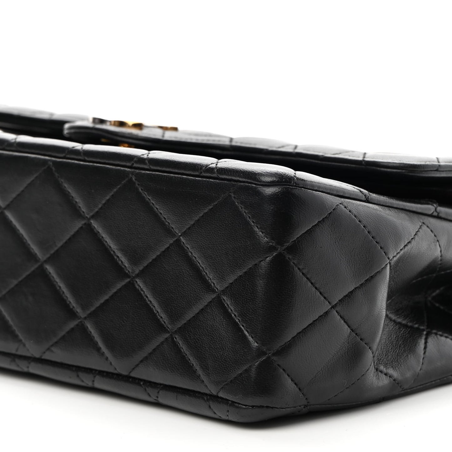 Lambskin Quilted Medium Double Flap Black