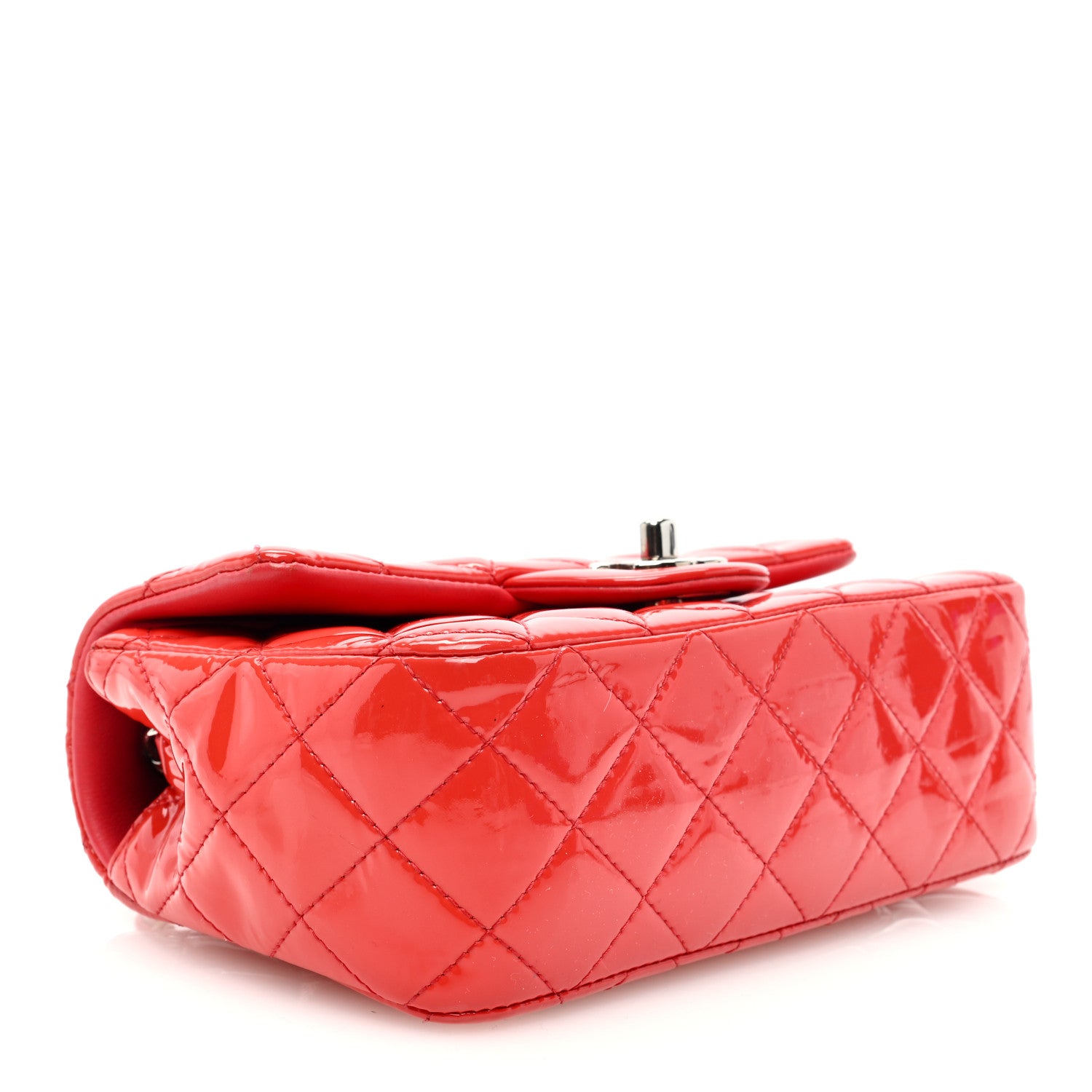Chanel Patent Calfskin Quilted Mini Rectangular Flap Red 4 of 10