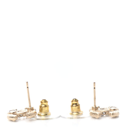 Chanel Pearl Crystal CC Stud Earrings Gold 3 of 4