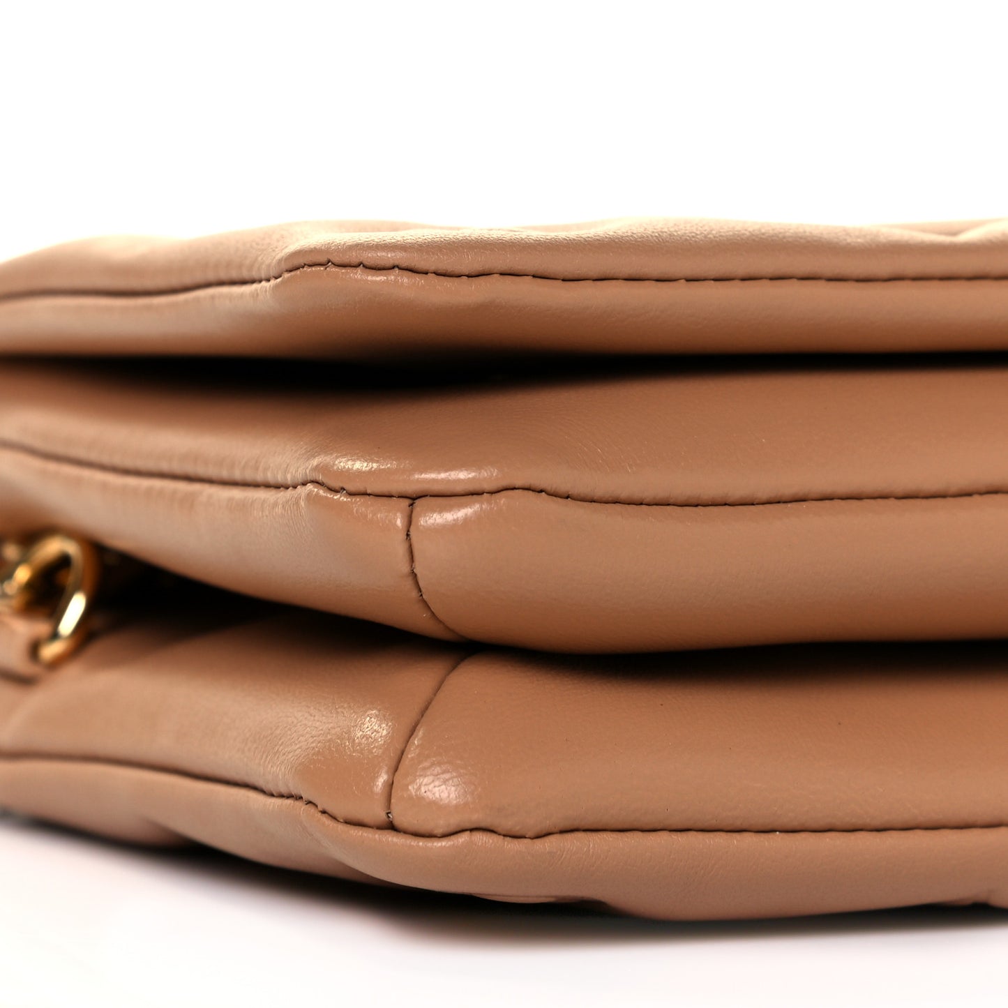 Lambskin Embossed Monogram Pochette Coussin Camel