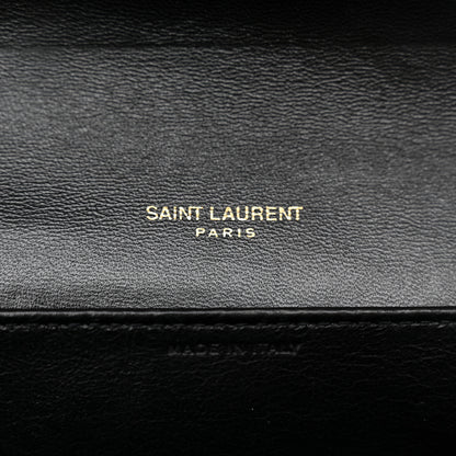 Saint Laurent Calfskin Crocodile Embossed Monogram Uptown Chain Wallet Black 7 of 13