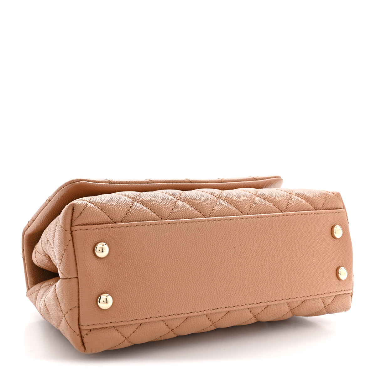 Caviar Quilted Mini Coco Handle Flap Beige